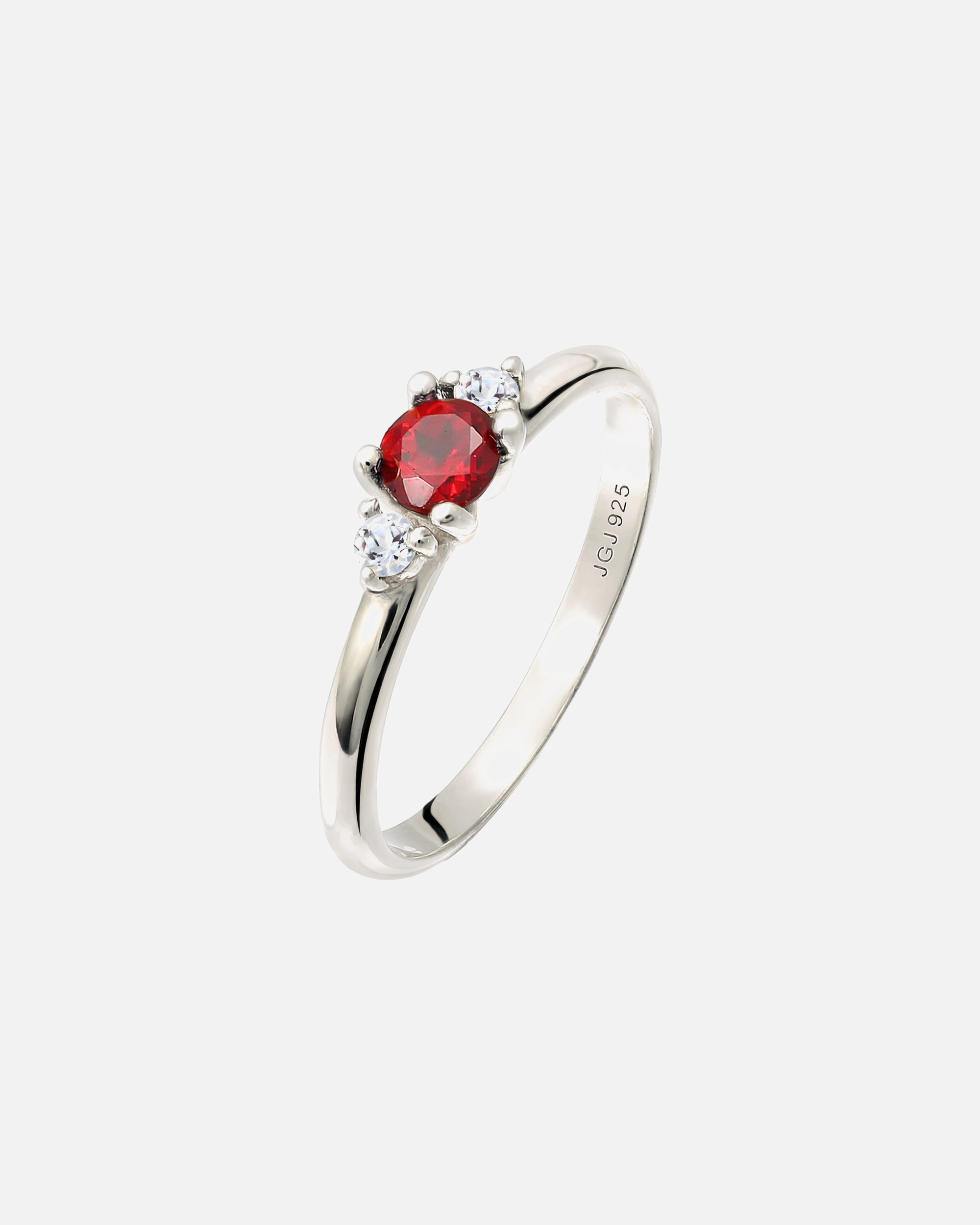 Ring für Weiblich Elli PREMIUM Granat Topas Klassik Rund 925 Silber vergoldet 56