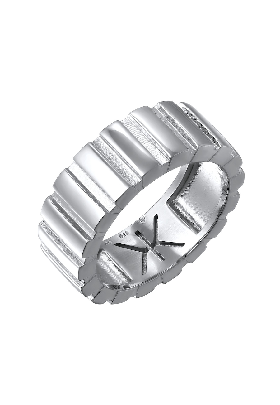 KUZZOI Bandring Herren Massiv Rillenlook 925 Sterling Silber 60