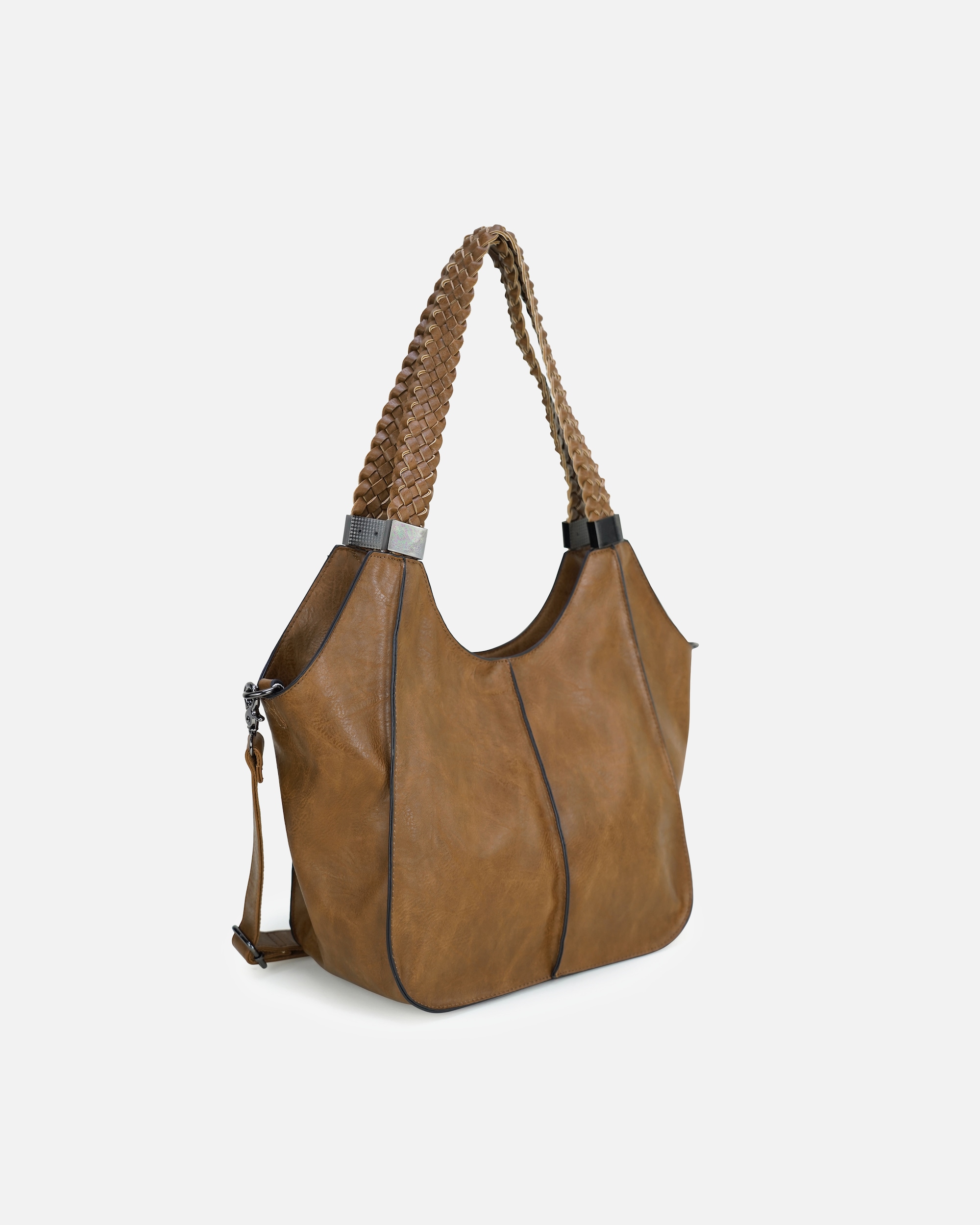 Umhängetasche für Unisex HARPA Schultertasche ZOELLA mit geflochtenen Henkeln cinnamon brown