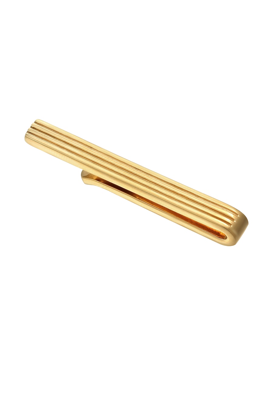 KUZZOI Krawattennadel Rillen Design 925 Silber goldfarben Herren