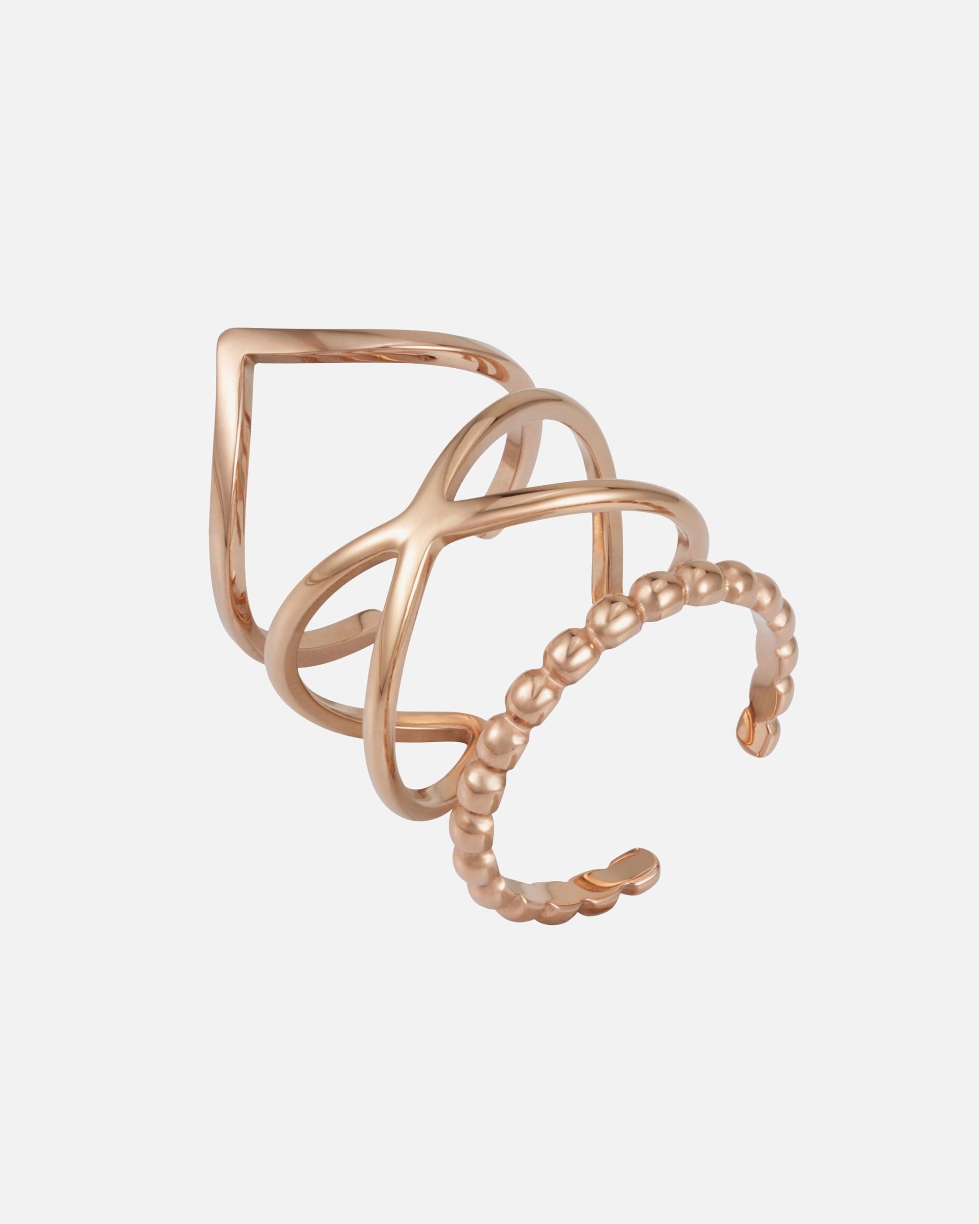 Ring für Weiblich GOOD.designs 3-teilige verstellbare Stapelringe Rose