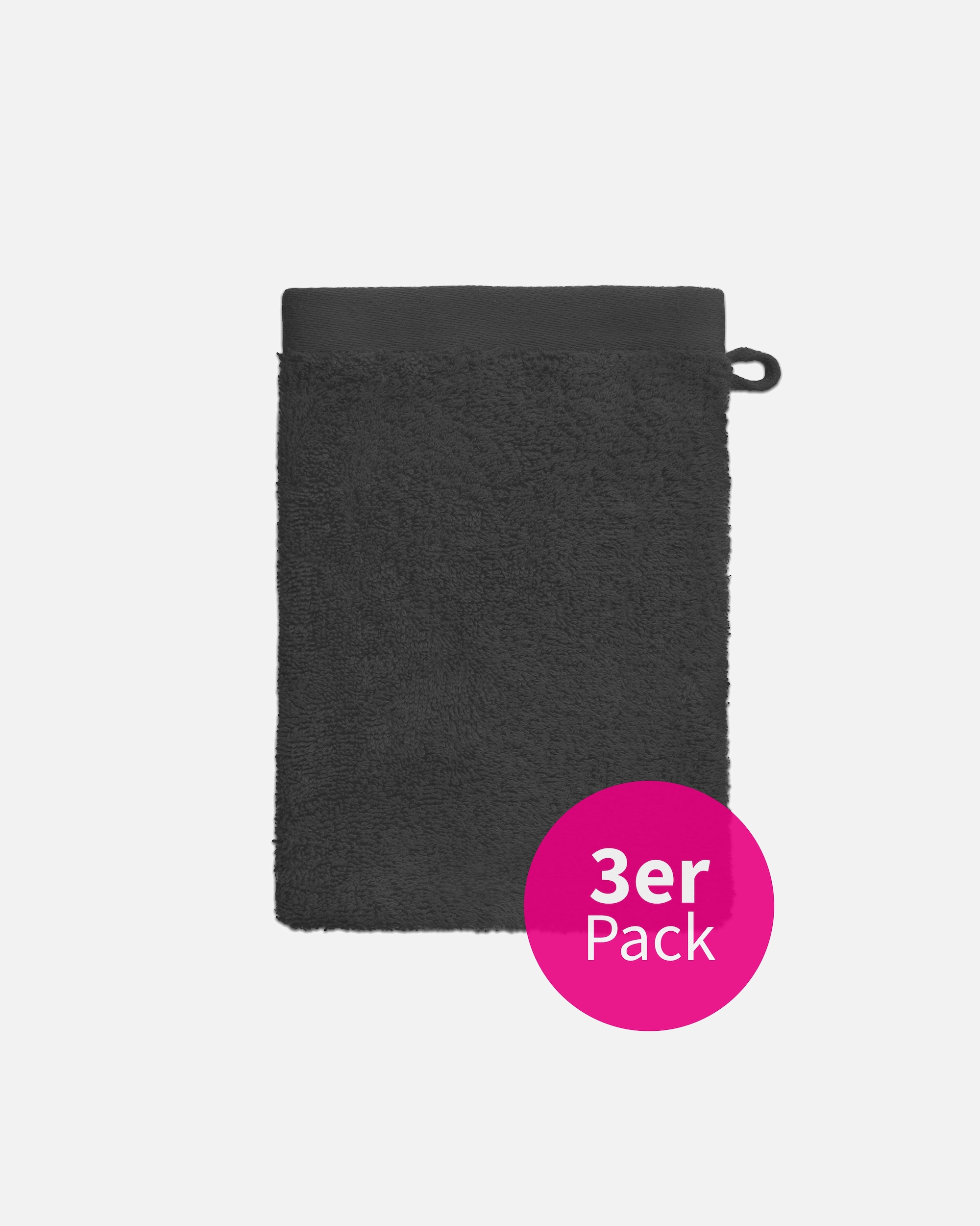 Handtuch für Unisex grace grand spa Waschhandschuh 3er-Pack mit breiter Webbordüre grau