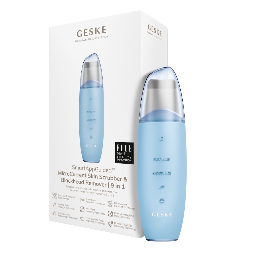 Geske SmartAppGuided MicroCurrent Skin Scrubber & Blackhead Remover 9 in 1 Aquamarine