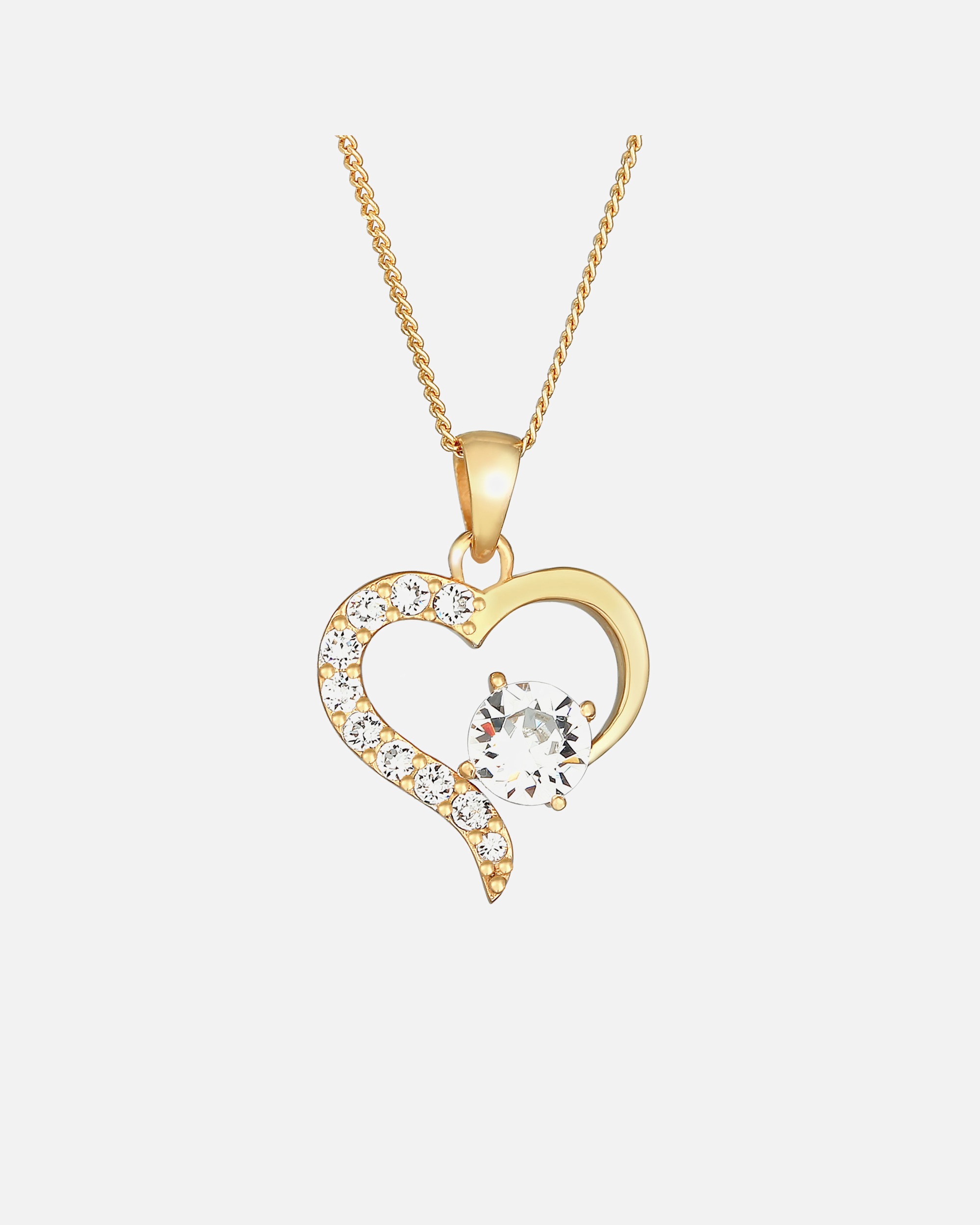Halskette für Weiblich Elli Herz 925 Silber, mit Kristallen von Swarovski® goldfarben