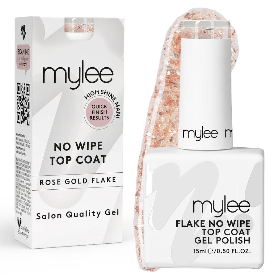 Mylee MyGel No Wipe Top Coat Rose Gold Flake 15 ml Silber