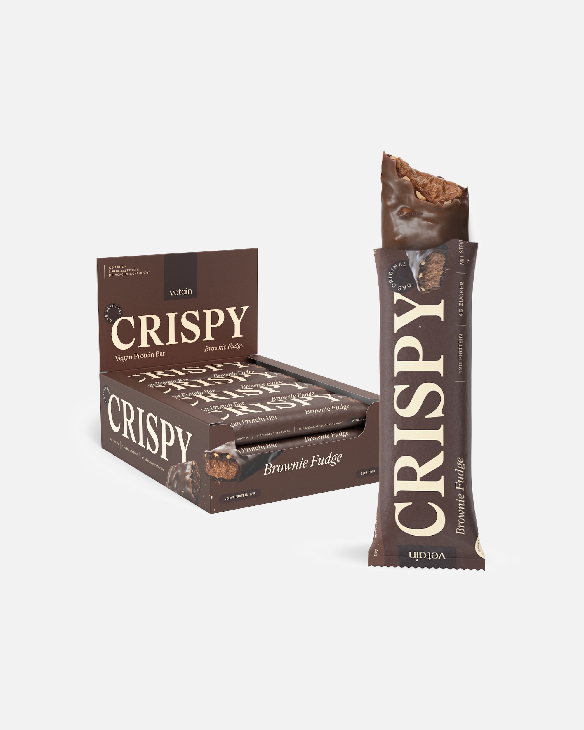Riegel für Unisex Vetain Default Brand Line Vegan Crispy Proteinriegel mit 12g Eiweiß Brownie