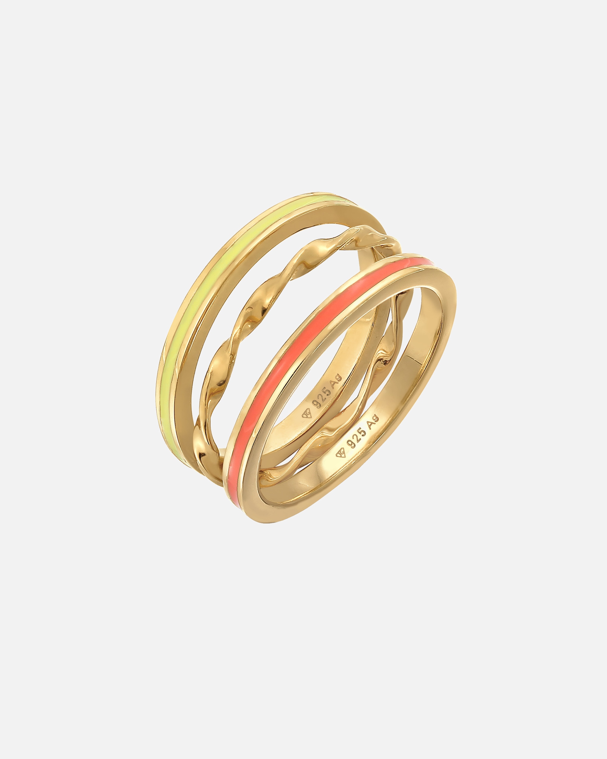 Ring für Weiblich Elli Emaille Gedreht BasicTrio 3er Set 925 Silber 58