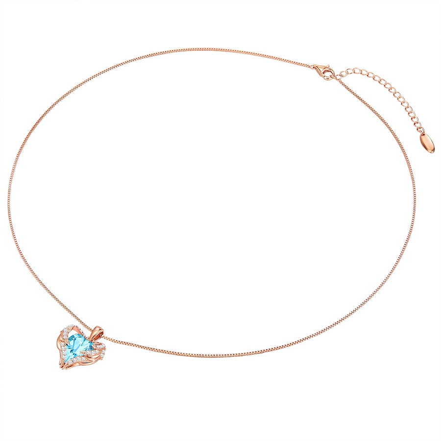 Rafaela Donata Halskette Herz Sterling Silber verziert mit Kristallen von Swarovski in Roségold 45,0 cm Basiskette + 5,0 Verlängerung Damen