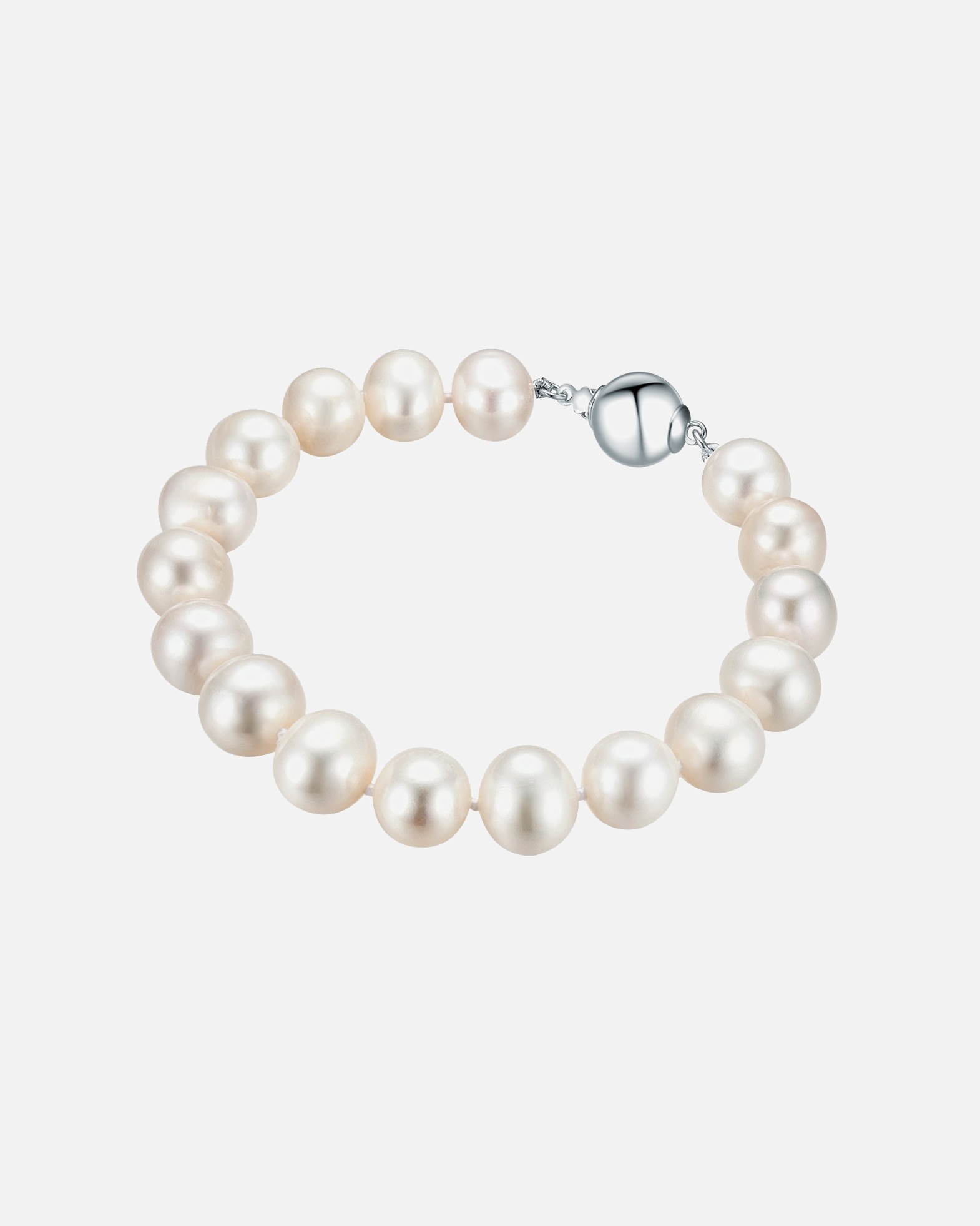 Armband für Weiblich Valero Pearls Perlen-Armband Sterling Silber Süßwasser-Zuchtperle in Silber 19 cm