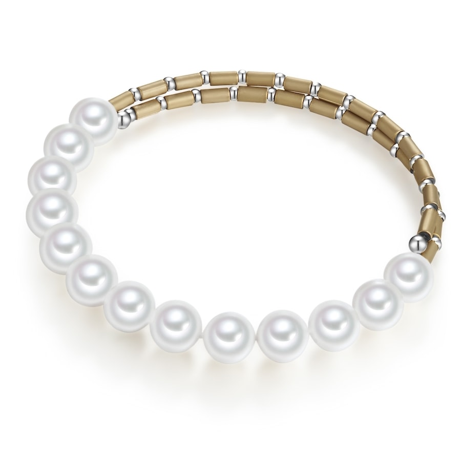 Lulu & Jane Perlen-Armband Messing Muschelkernperle in Silber 21,0 cm Damen