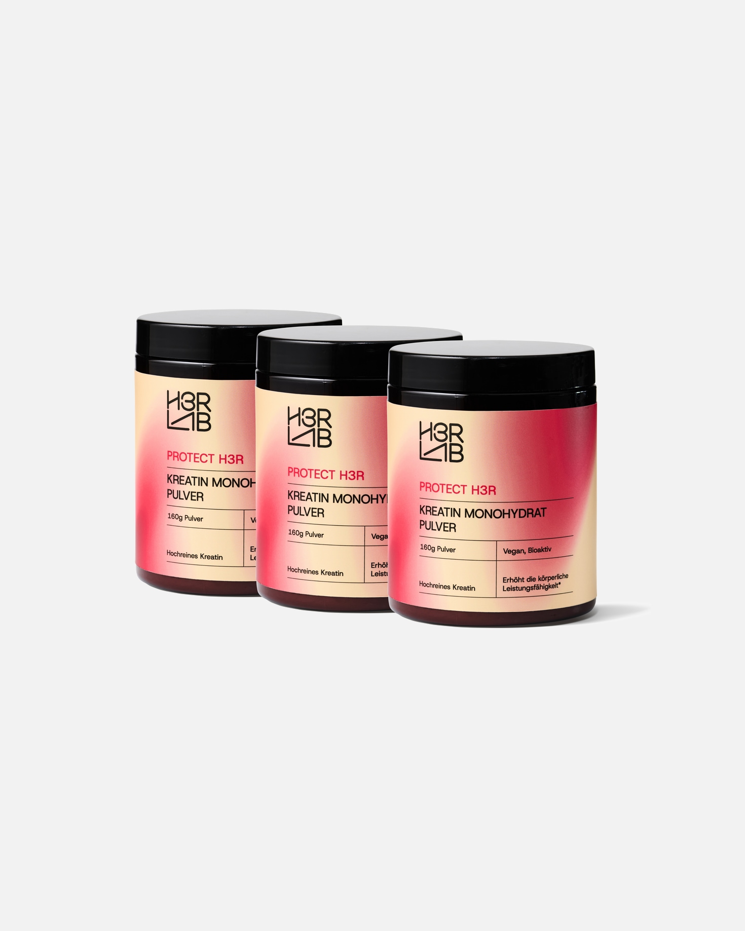 Nahrungsergänzungsmittel für Weiblich H3R LAB Default Brand Line Kreatin Monohydrat 3er Set mit 20% Preisvorteil