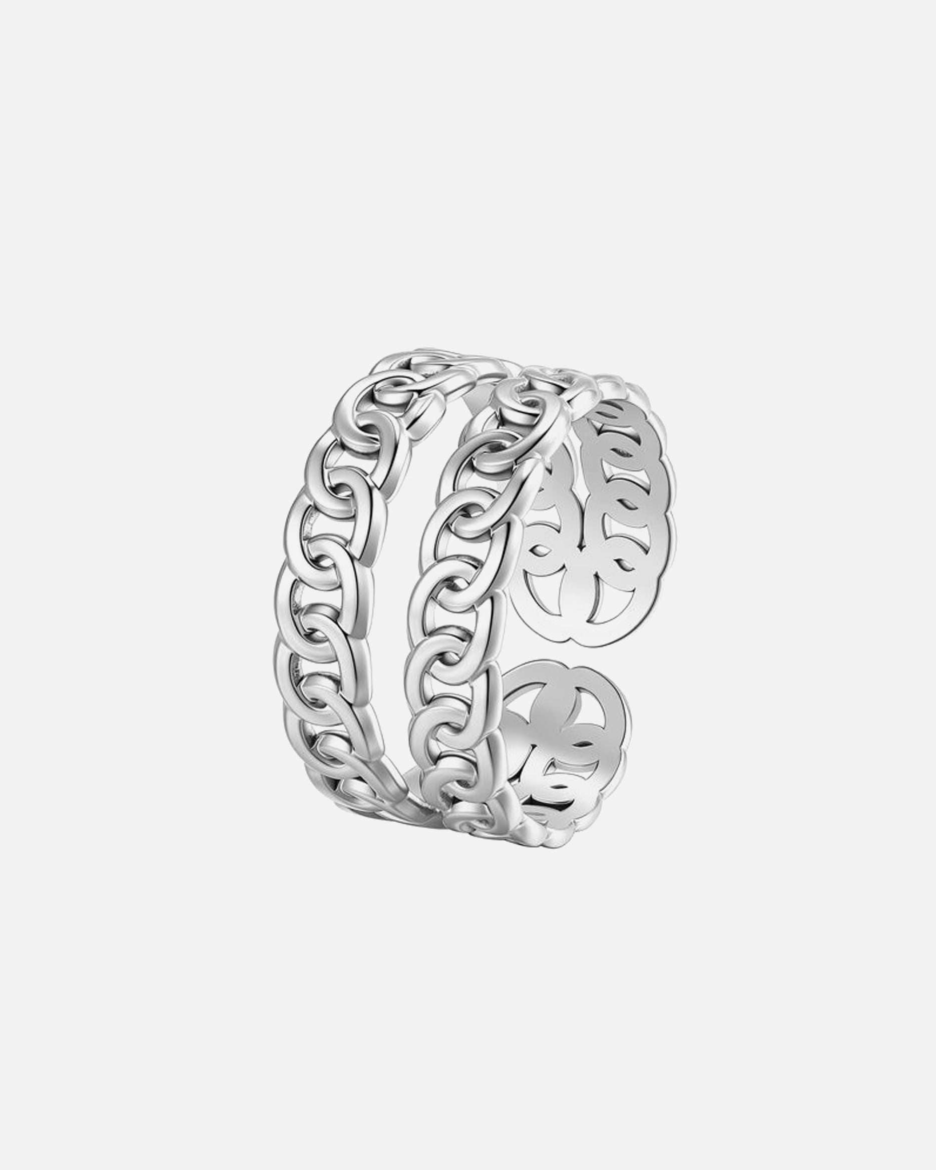 Ring für Weiblich Hey Happiness Default Brand Line Gliederkette Open Ring – Edelstahl Statement Ring Silber