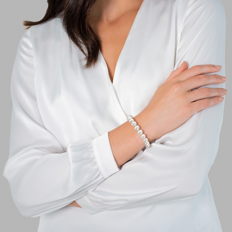 Valero Pearls Perlen-Armband Sterling Silber Süßwasser-Zuchtperle in 23 cm Damen