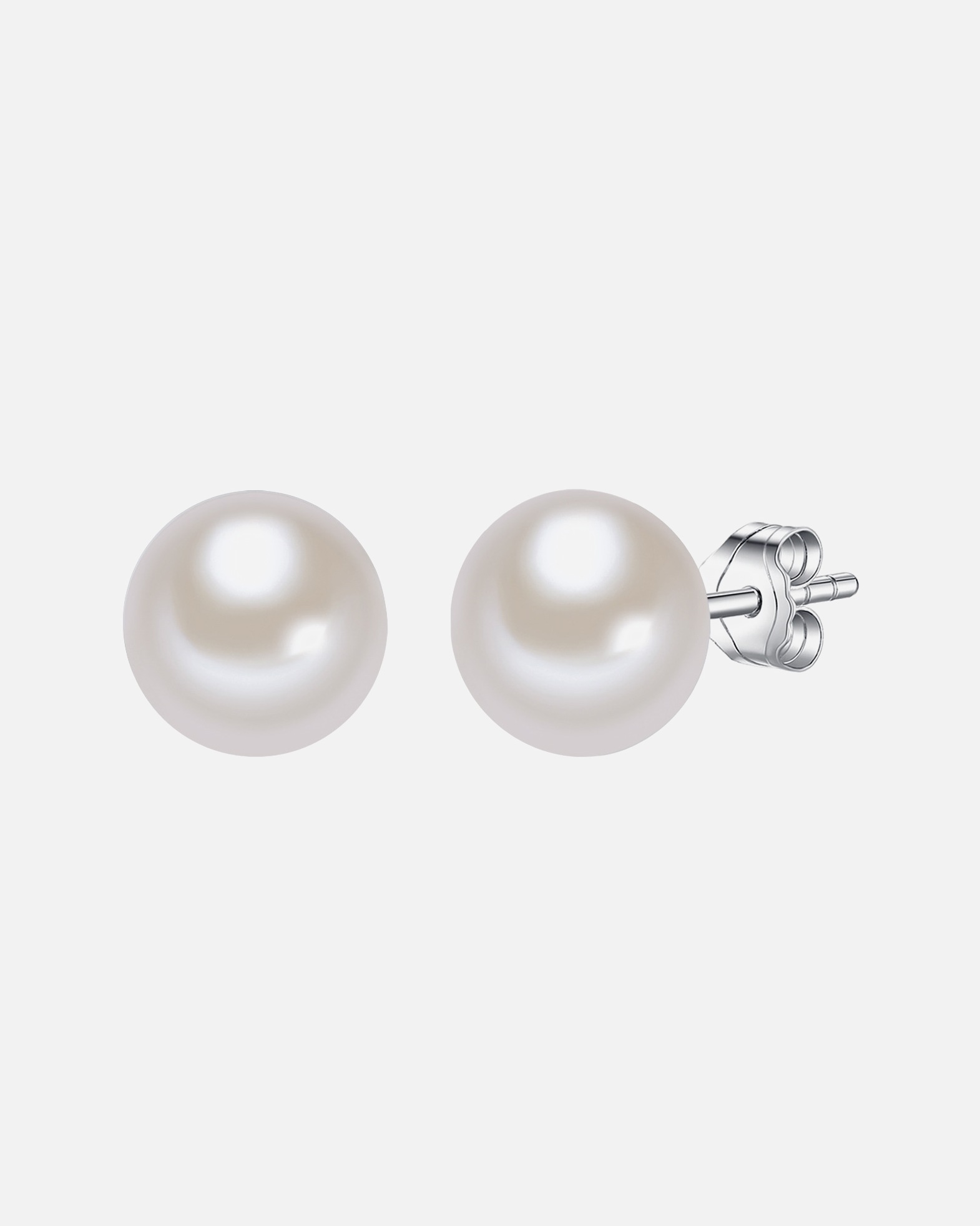 Ohrringe für Weiblich Valero Pearls Perlen-Ohrstecker Sterling Silber Süßwasser-Zuchtperle in Silber 9,5 mm