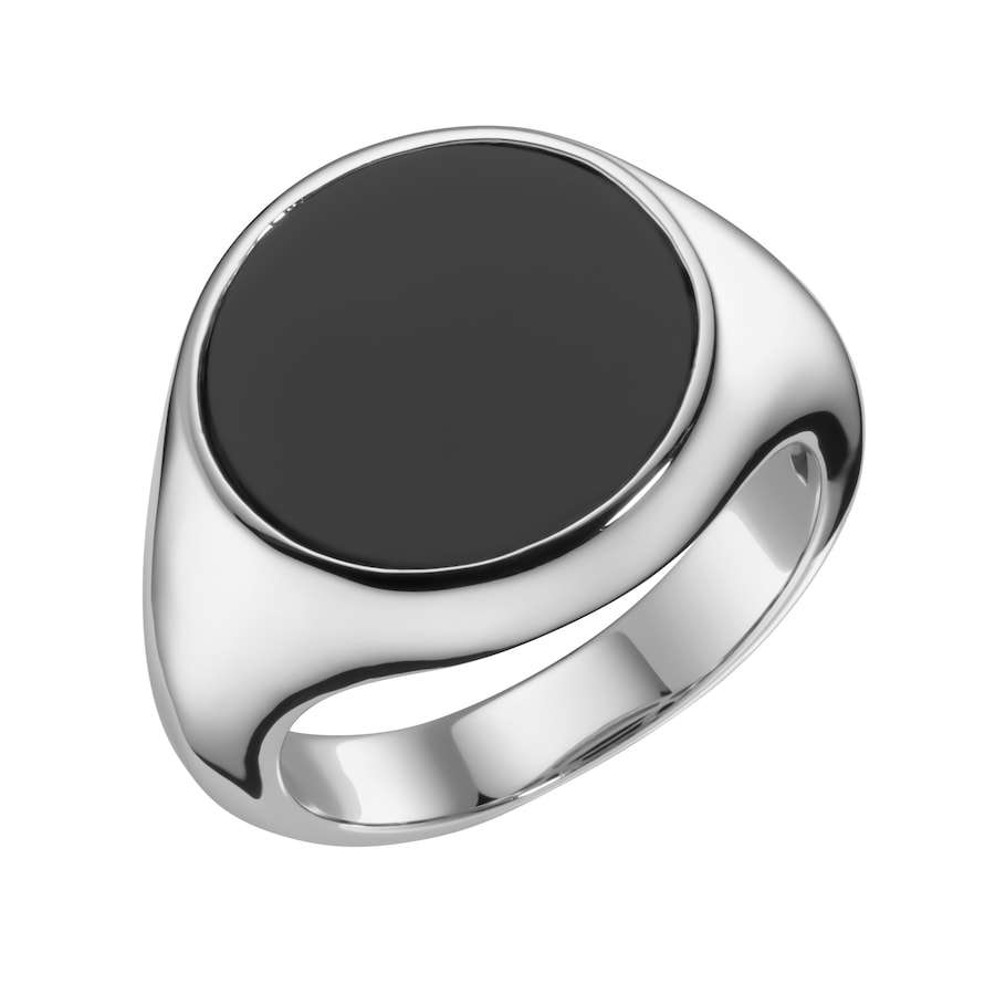 Giorgio Martello Milano Ring Siegelring mit schwarzem Achat, Silber 925 66 Schwarz