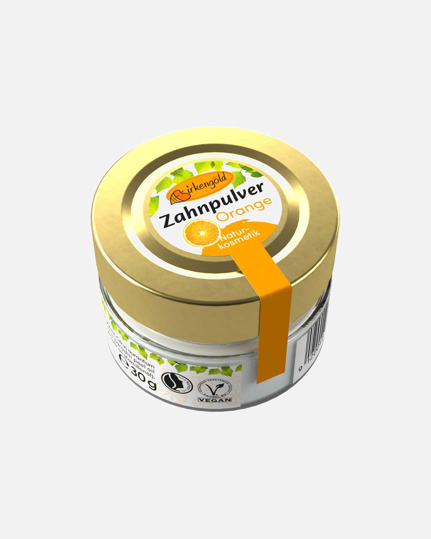 Zahnpasta für Unisex Birkengold Zahnpulver - Orange Glas 30 g