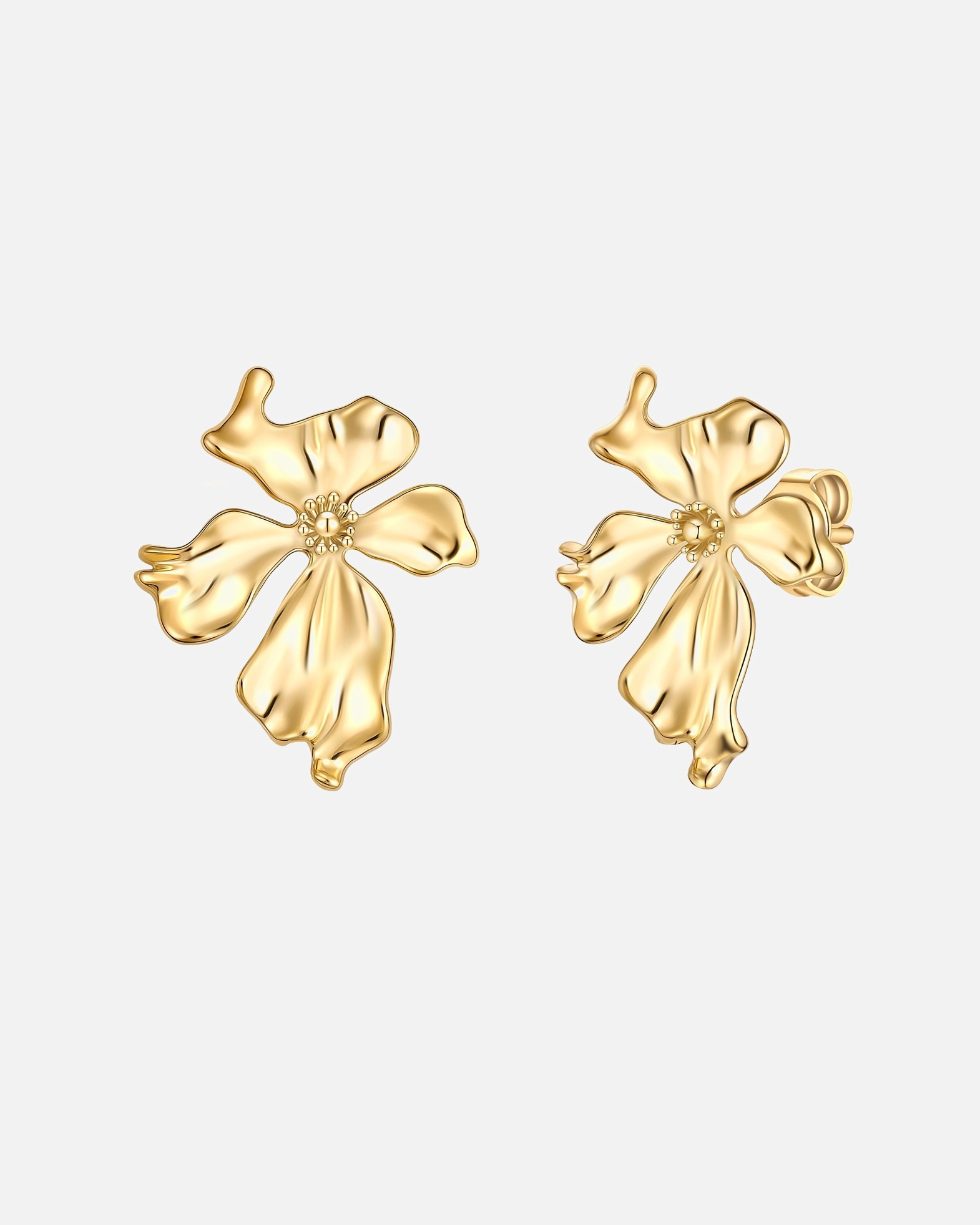 Ohrringe für Weiblich Yokoamii Ohrstecker Blume aus Metall-Legierung in gelbgold 46,7 mm