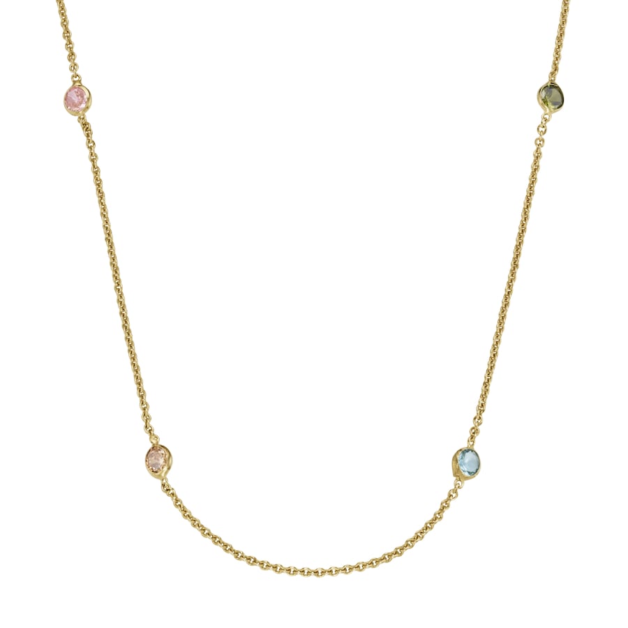 Smart Jewel Collier mit farbigen Zirkonia-Steinen, vergoldet, Silber 925 45 cm