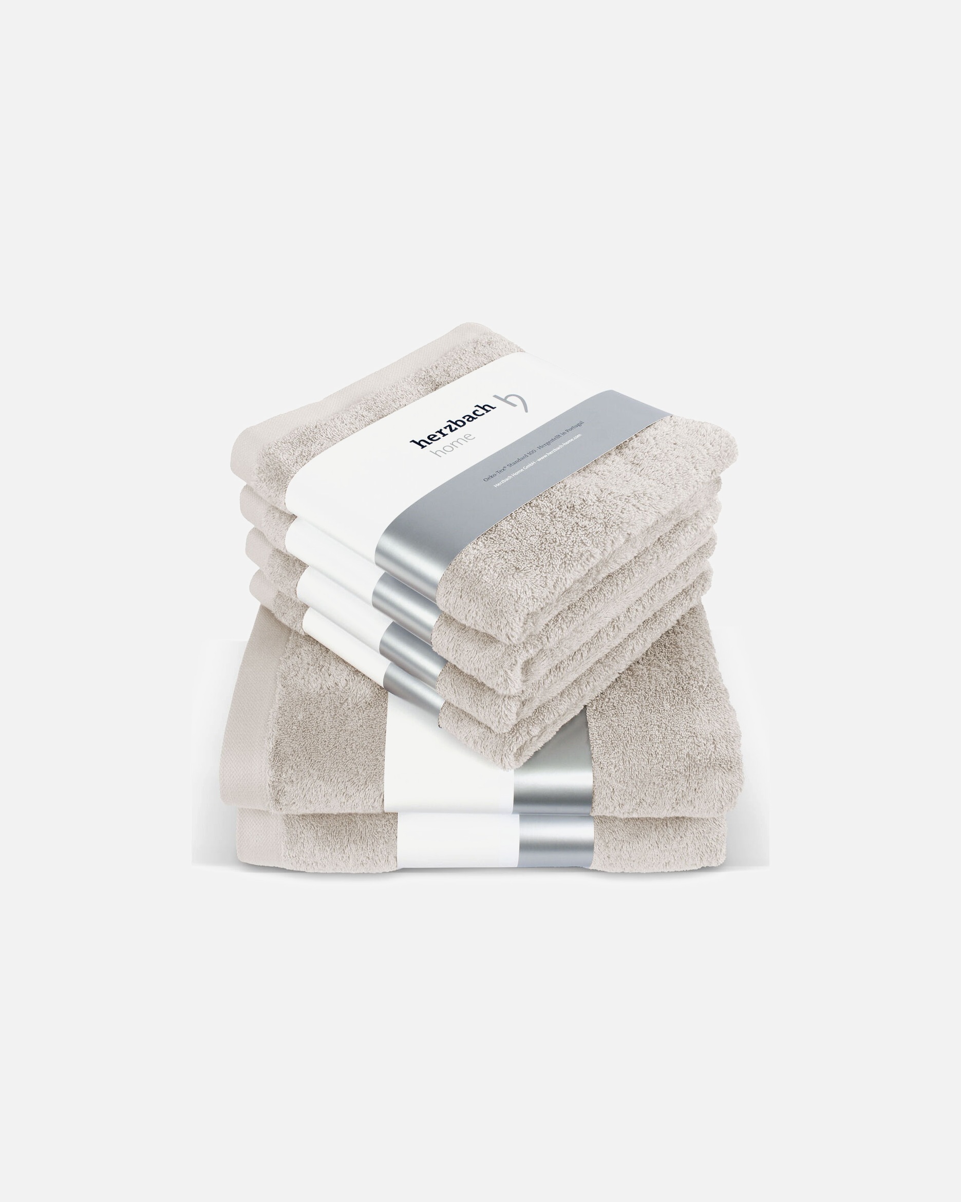 Handtuch für Unisex Herzbach Home Default Brand Line Handtuchset Pura 6-teilig einfarbig Sandgrau