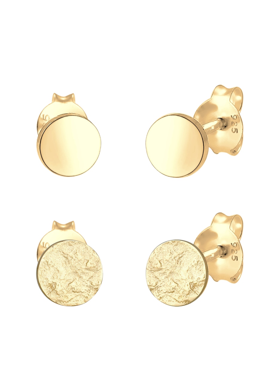 Elli Ohrstecker Matt Glänzend Rund 2er Set 925 Silber goldfarben Damen