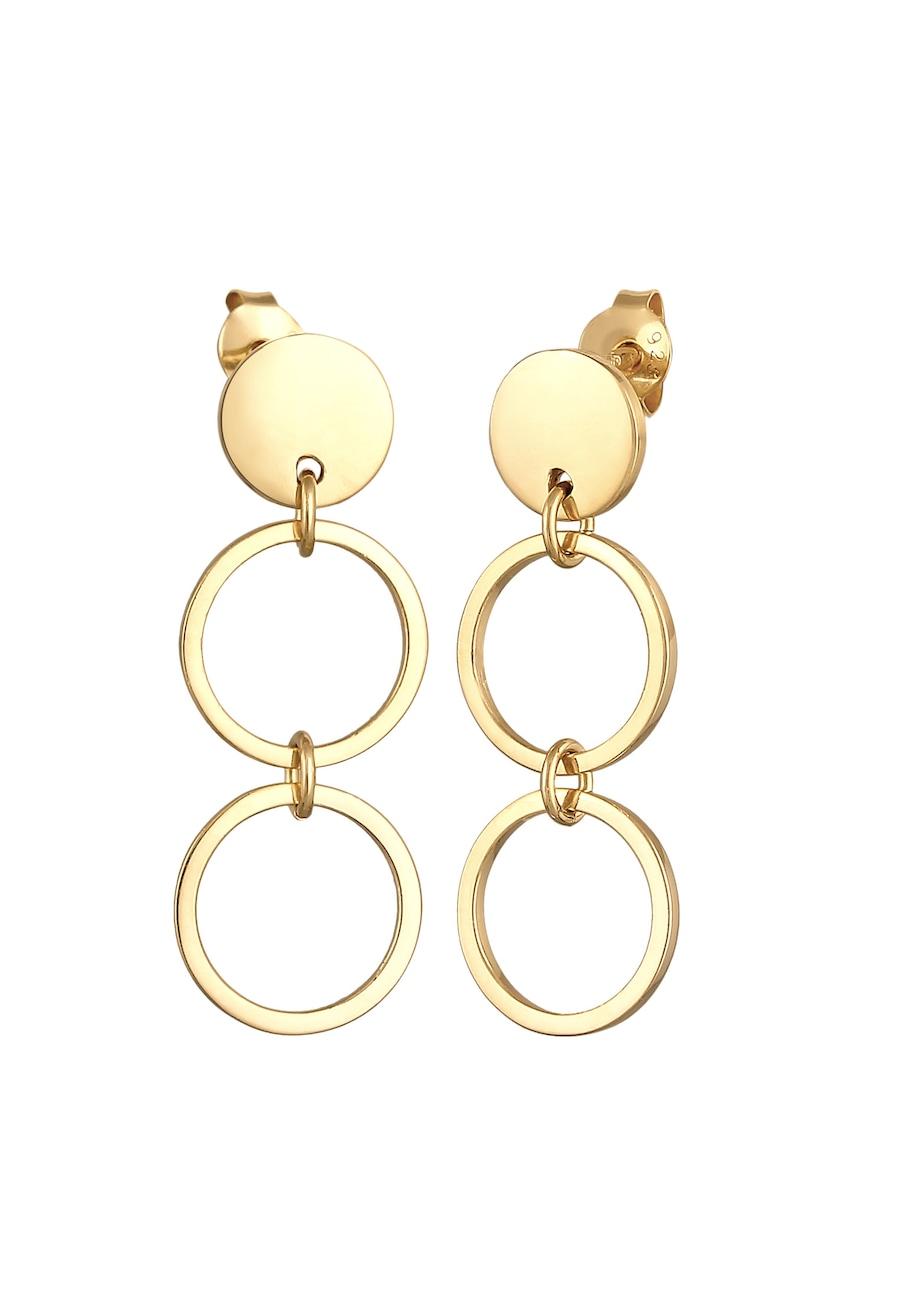 Elli Hänger Plättchen Ringe Kreis 925 Silber goldfarben Damen