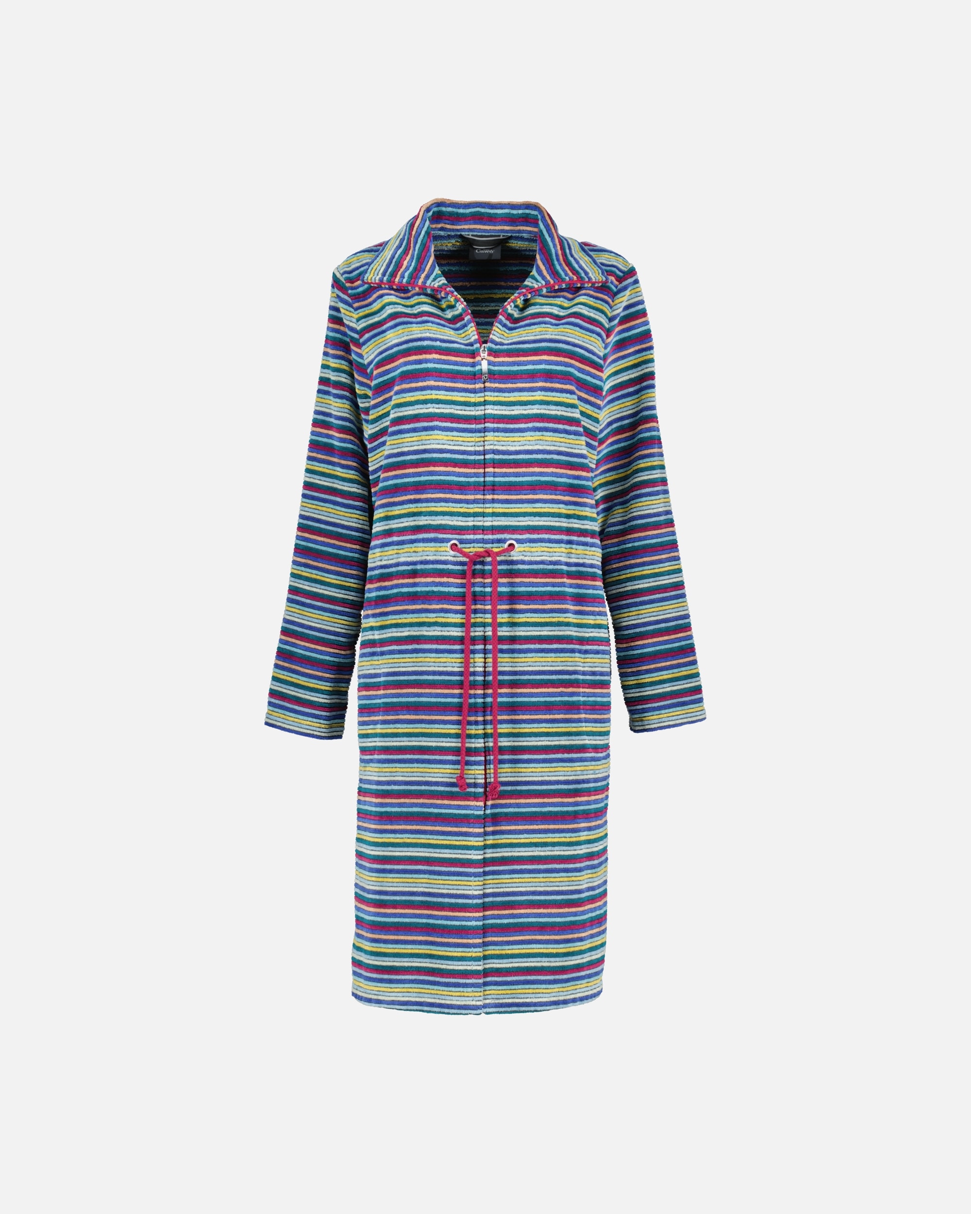Bademantel für Unisex Cawö Cawö Bademäntel Damen Reißverschluss mit Tunnelgürtel Streifen 6218 multicolor - 12 L