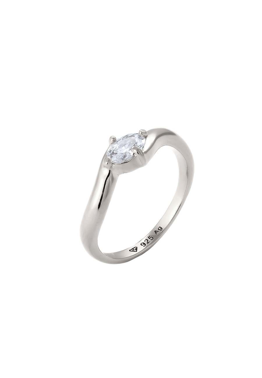 Elli Zirkonia Oval Weiß 925 Sterling Silber 54 Damen