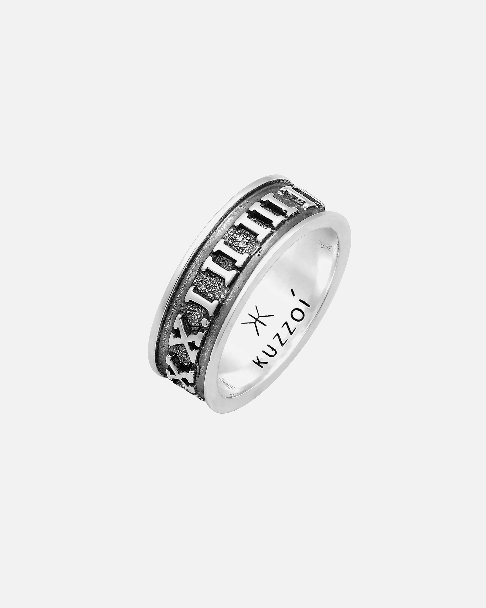 Ring für Männlich KUZZOI Herren Bandring Römische Zahlen 925 Silber 56