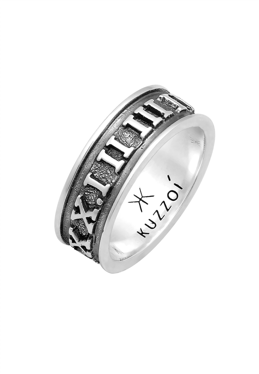 KUZZOI Herren Bandring Römische Zahlen 925 Silber 60