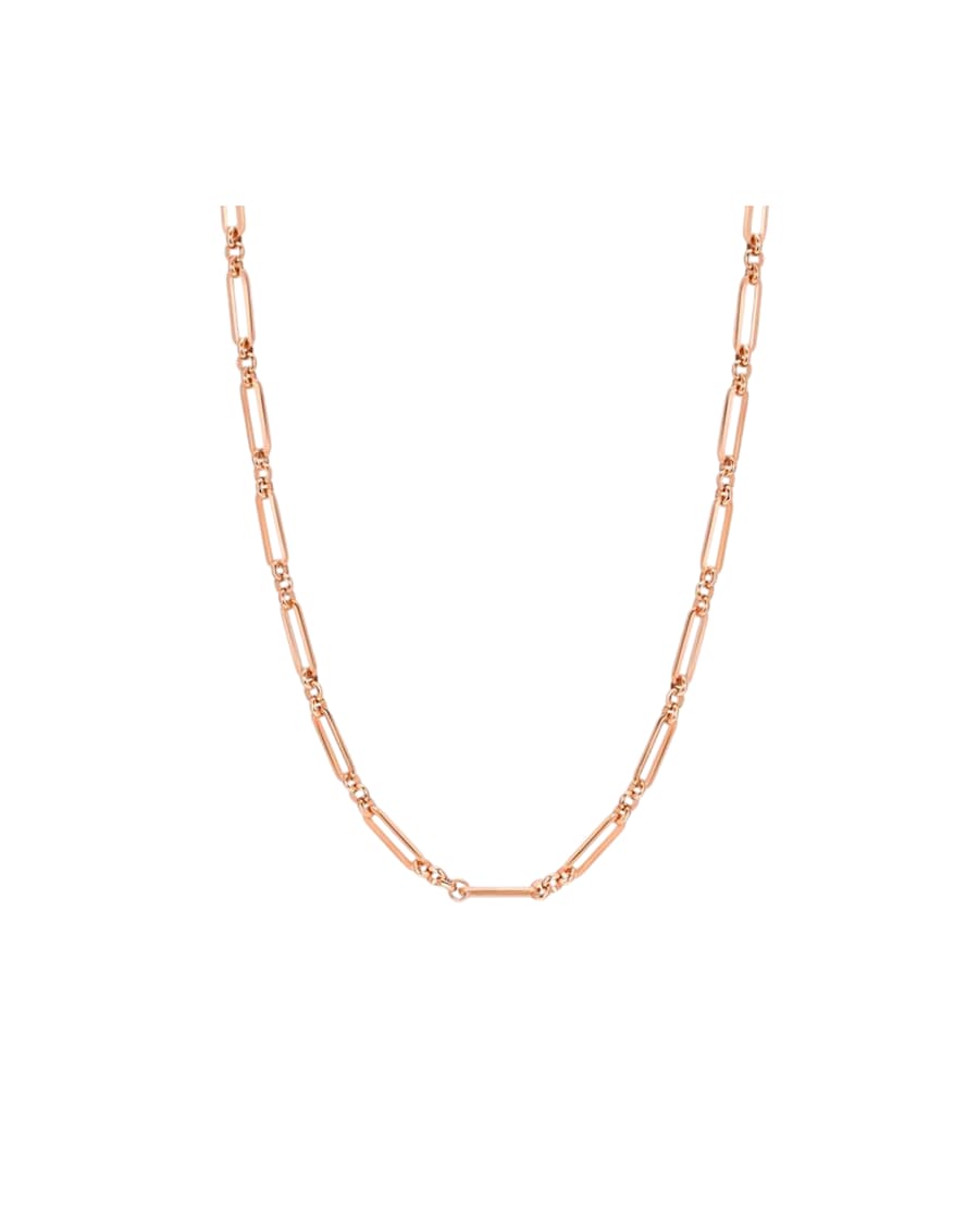 Hey Happiness Paperclip Kette aus Edelstahl Rosegold Nude Herren