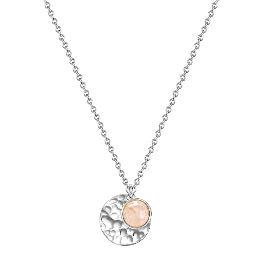 Glanzstücke München Halskette Kreis Sterling Silber Rosenquarz in 40,0 cm Basiskette + 5,0 Verlängerung Damen