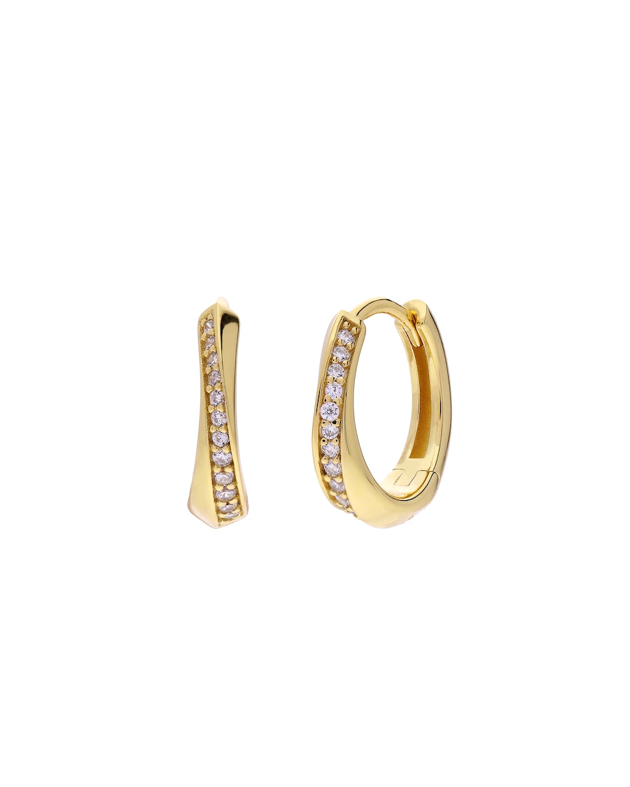 Lucardi Ohrringe 925 Silber - Gelbgold legiert Gold Damen