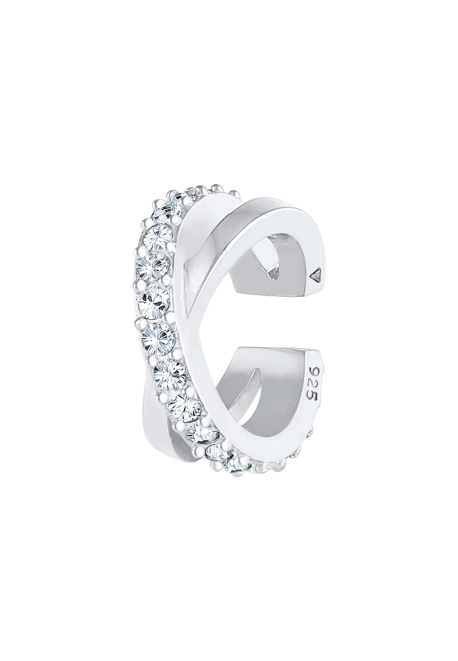 Elli Earcuff Gekreuzt 925 Silber, mit Kristallen von Swarovski silberfarben Damen