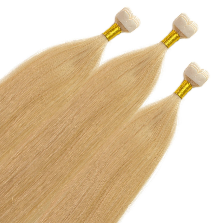 hair2heart Mini Tape Extensions Premium Echthaar #9/0 Lichtblond 40cm Nude Damen