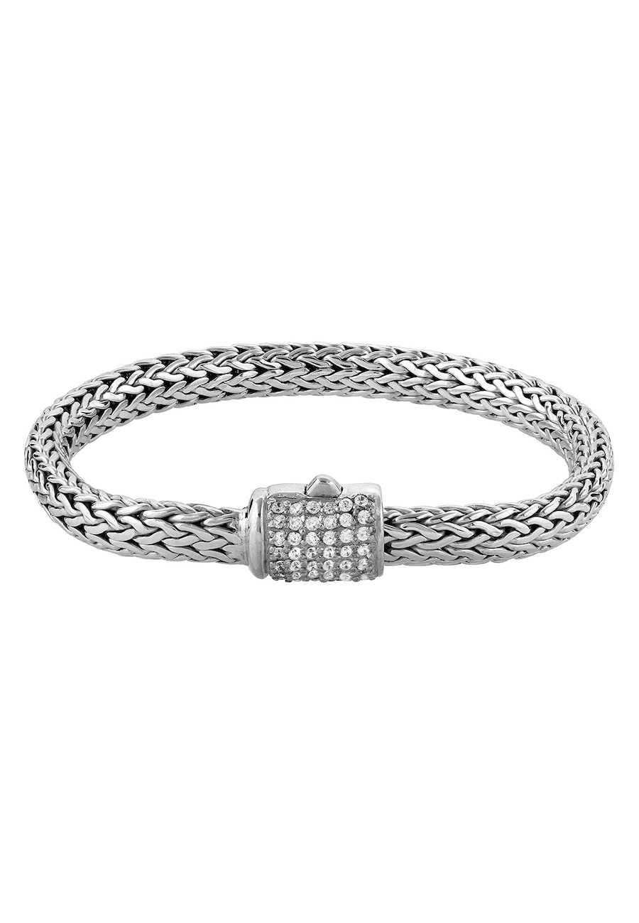 KUZZOI Herren Panzerarmband Zirkonia Kristalle 925 Silber 18