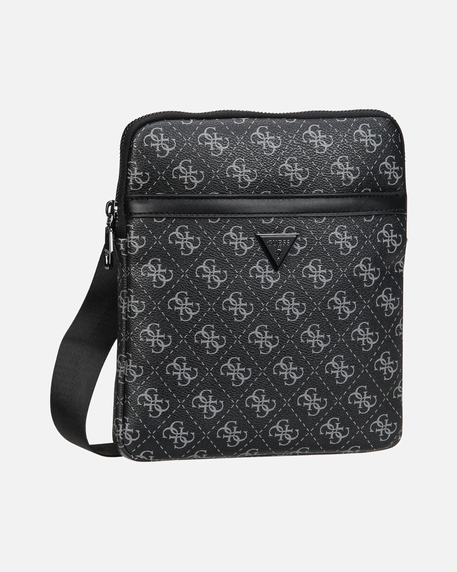 Umhängetasche für Männlich Guess Umhängetasche Milano Eco Grain Double Flat Dark Black