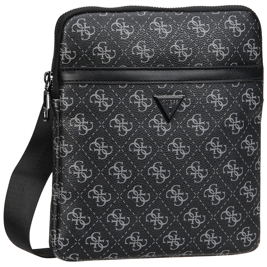 Guess Umhängetasche Milano Eco Grain Double Flat Dark Black Schwarz Herren