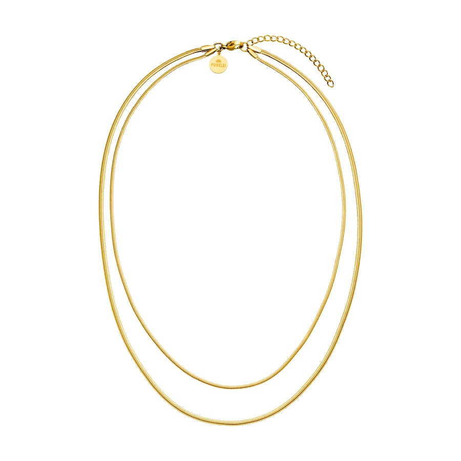 Purelei Two Layers Doppelkette 100% Edelstahl Gold Hellbraun Damen