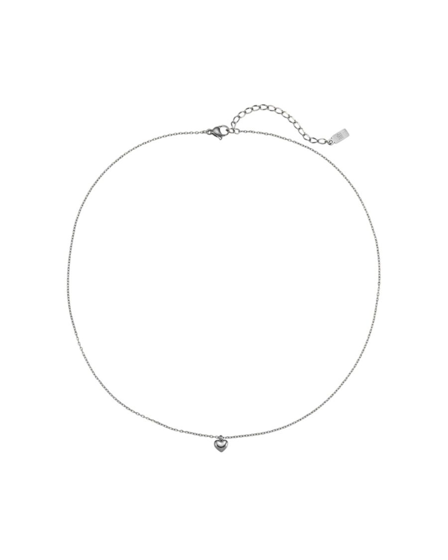 Hey Happiness Chunky Heart – Herz Anhänger Halskette Edelstahl, wasserfest Silber Damen