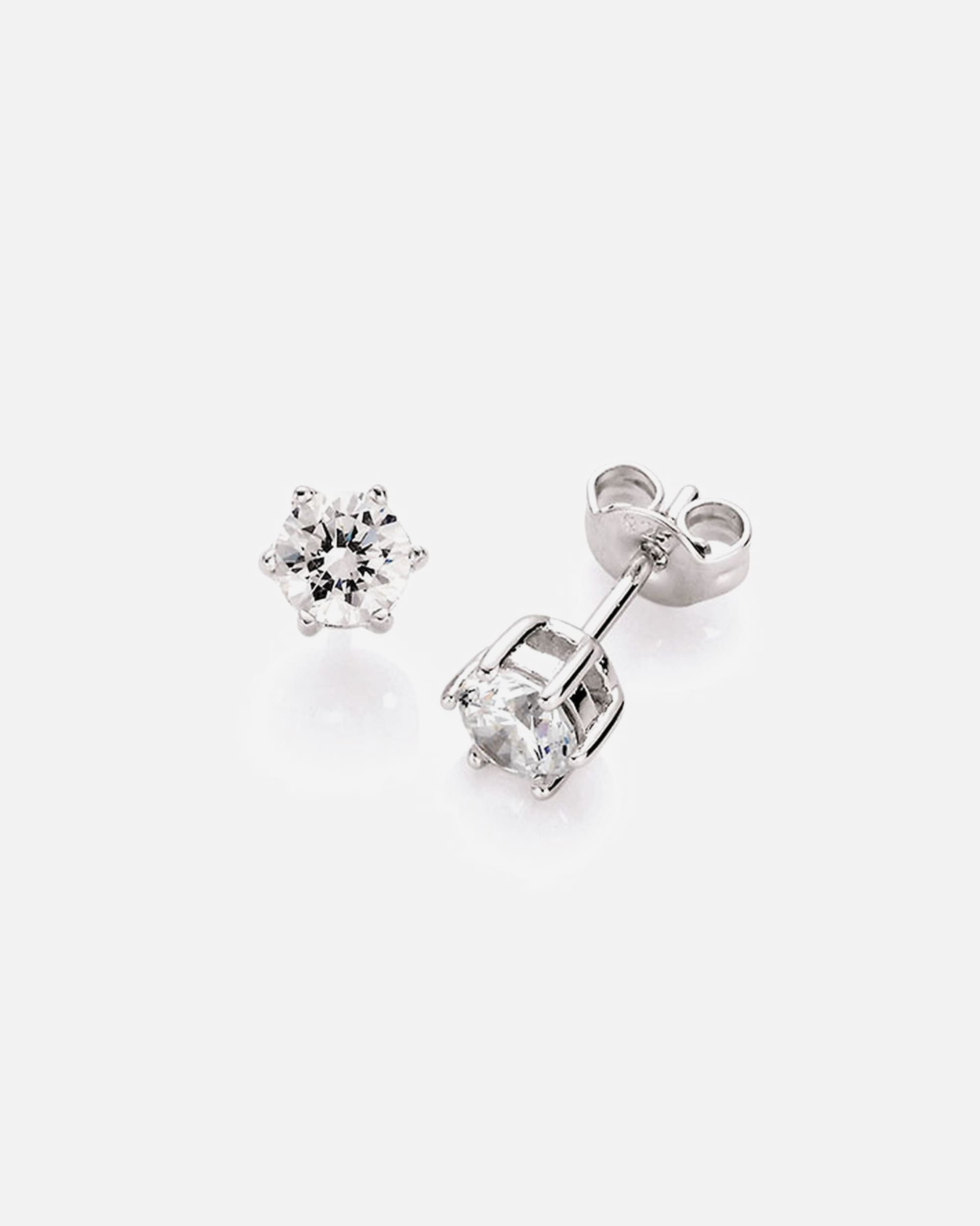 Ohrringe für Weiblich Smart Jewel Ohrstecker Zirkonia in Krappenfassung, Silber 925 ca. Ø 5mm