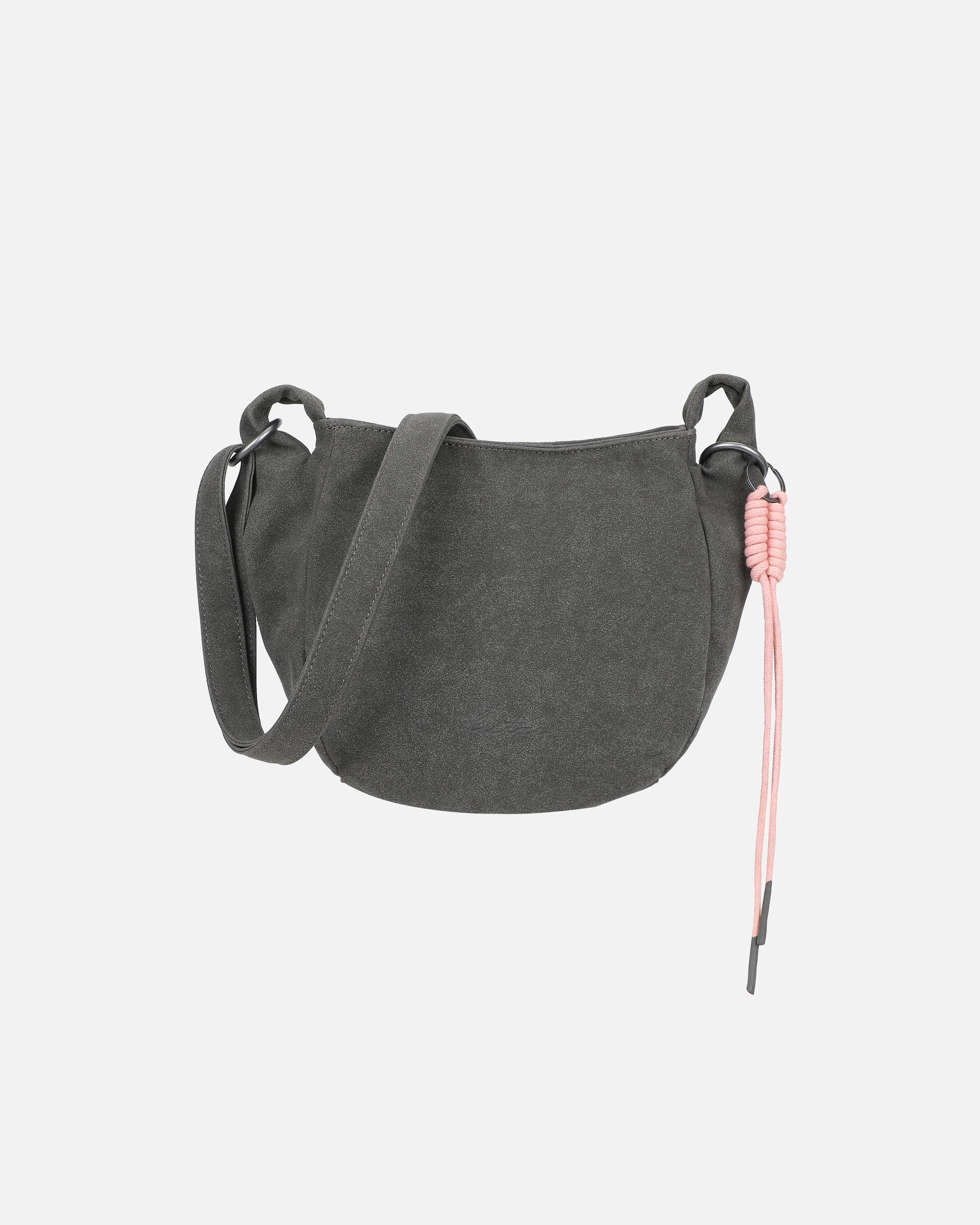 Umhängetasche für Weiblich Fritzi aus Preußen Schultertasche Sue02 Suede Jacky Soft Dark Anthra mit modischer Kordelschnur grau