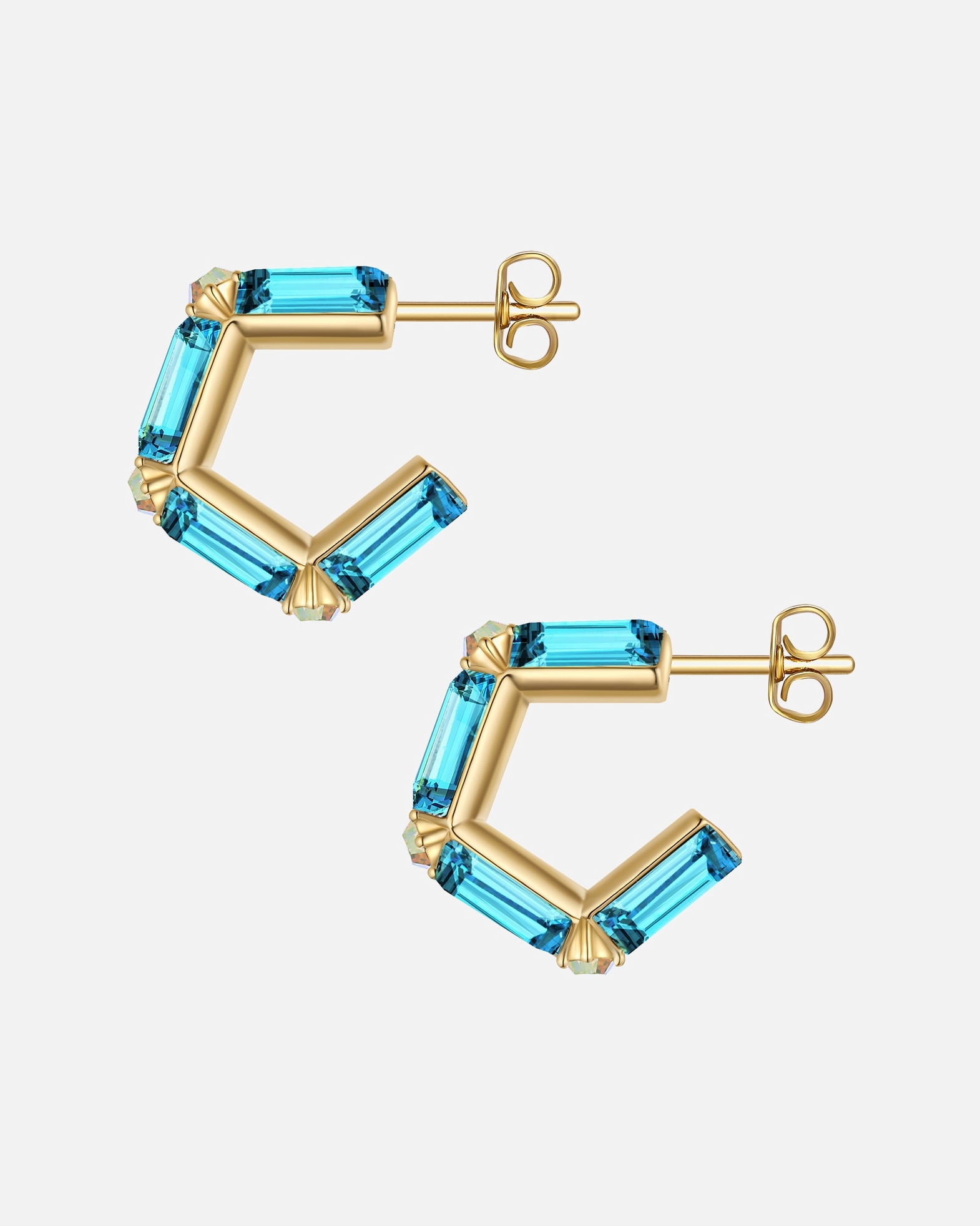 Creolen für Weiblich Yokoamii Creolen aus Metall-Legierung in gelbgold mit Glaskristall 16,8 mm