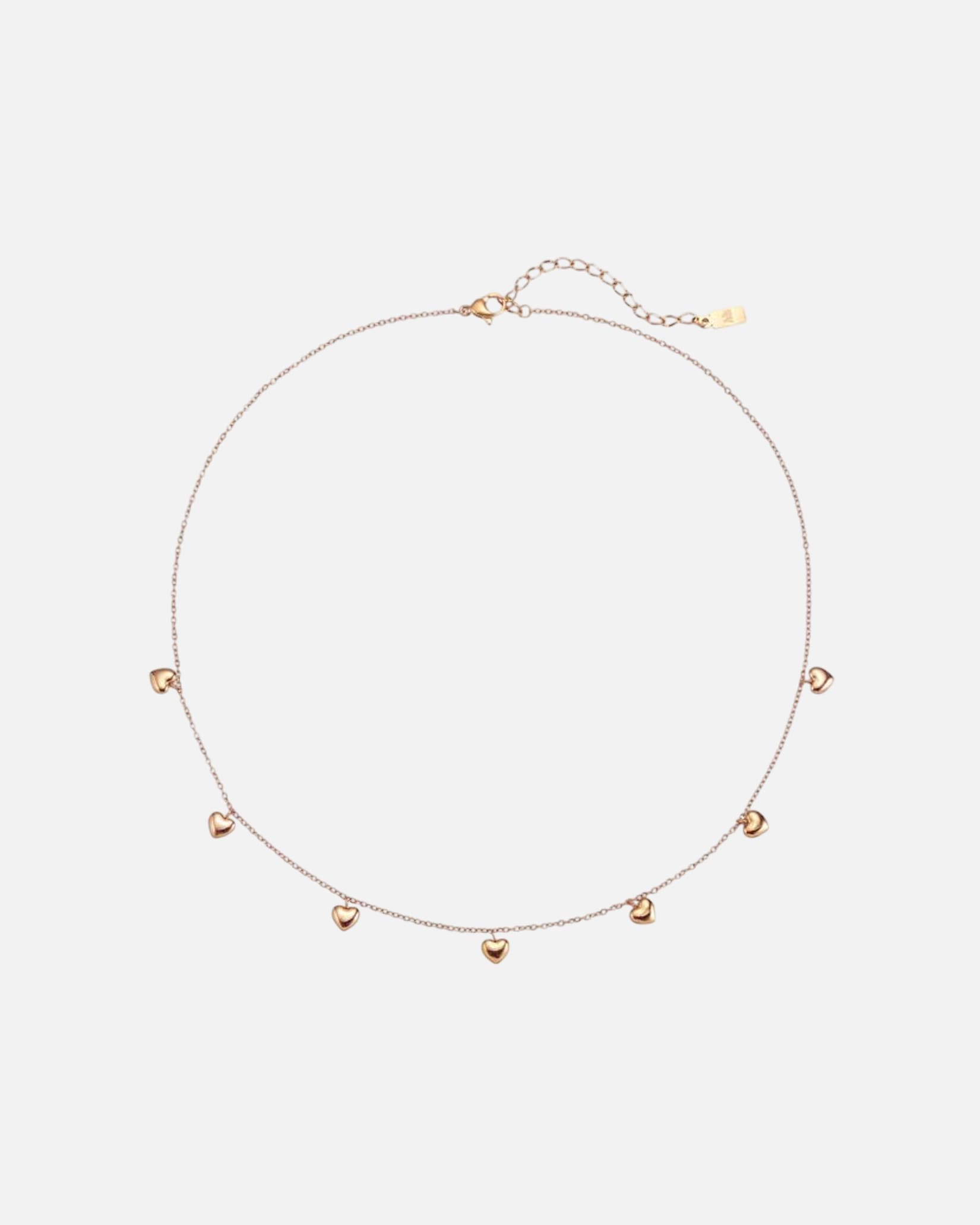 Halskette für Weiblich Hey Happiness Default Brand Line Multiple Chunky Heart – Herz Halskette – Edelstahl, wasserfest Rosegold