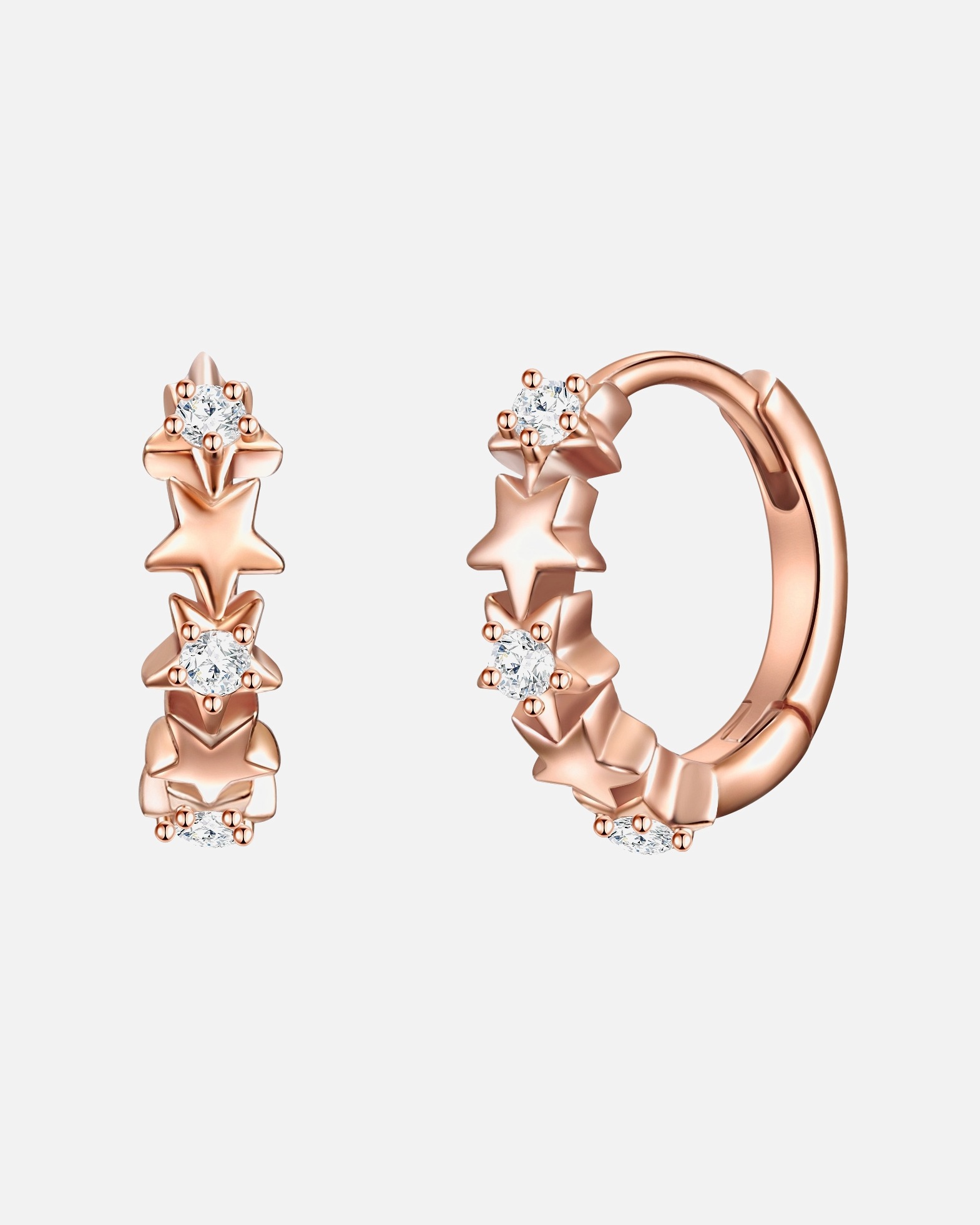 Ohrringe für Weiblich Glanzstücke München Creolen Sterne Sterling Silber Zirkonia in Roségold 11,4 mm