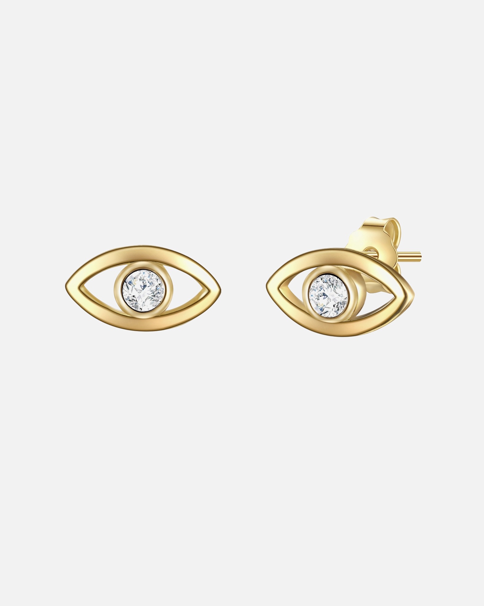 Ohrringe für Weiblich Glanzstücke München Ohrstecker Allsehendes Auge Sterling Silber Zirkonia in Gelbgold 5,2 mm