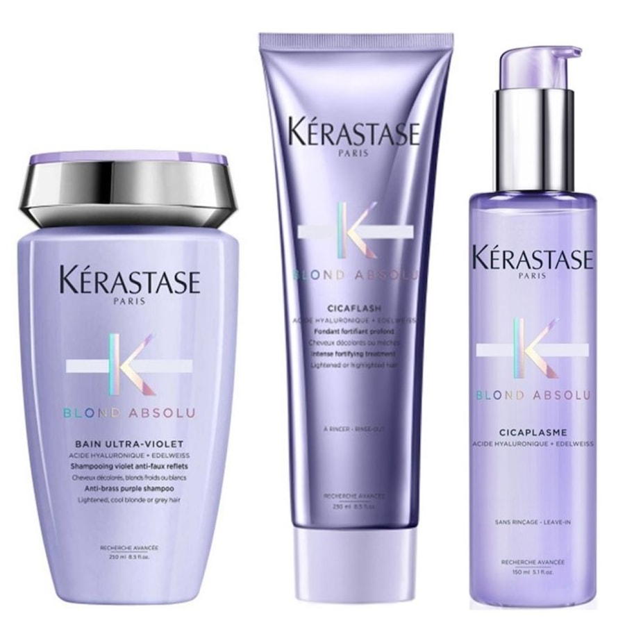 Kérastase Blond Absolu UV 3er Set (Bain Ultra-Violet / Cicaflash Cicaplasme) Damen