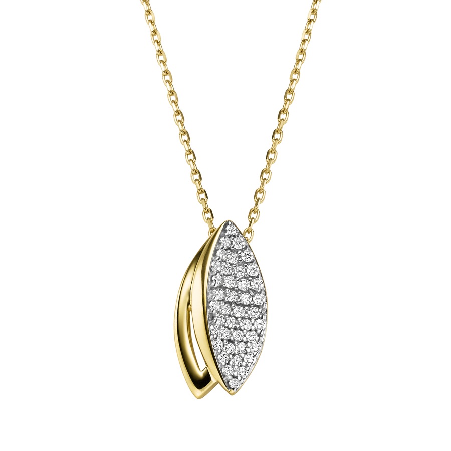 Fascination by Ellen K. Halskette 375/- Gold Zirkonia weiß 45cm Damen