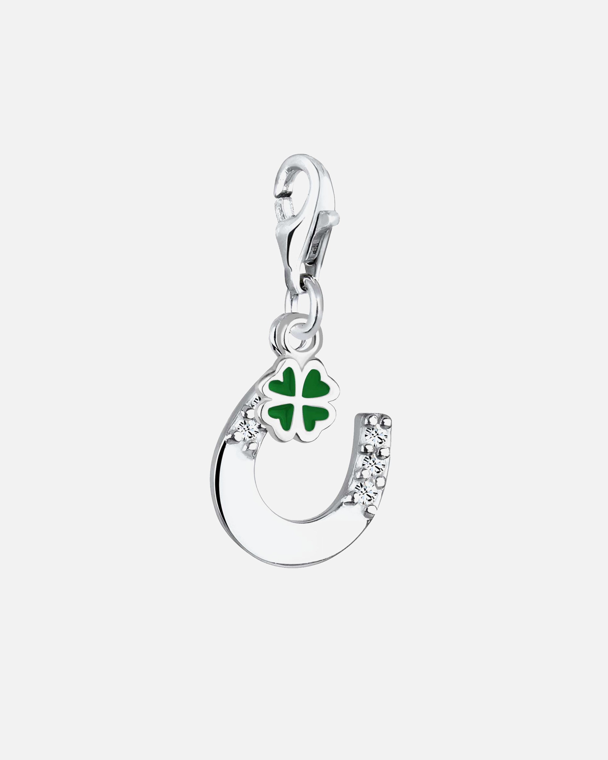 Schmuckanhänger für Weiblich Elli Hufeisen Kleeblatt 925 Silber, mit Kristallen von Swarovski® Grün