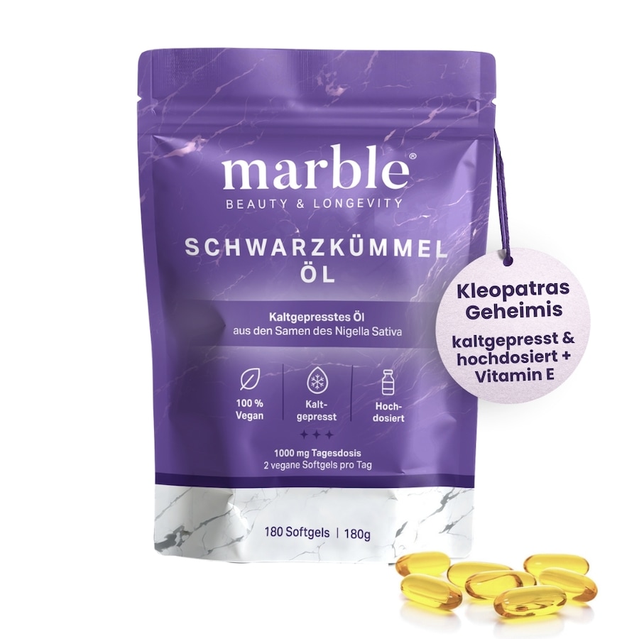 marble Schwarzkümmelöl – 100 % kaltgepresst & hochdosiert in veganen Softgels 180 g