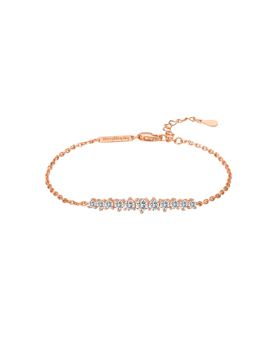 Hey Happiness Tennis-Armband mit Edelsteinen, 925 Silber Rosegold Damen
